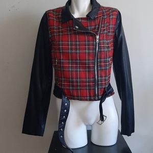 Plaid and Pleather Bomber